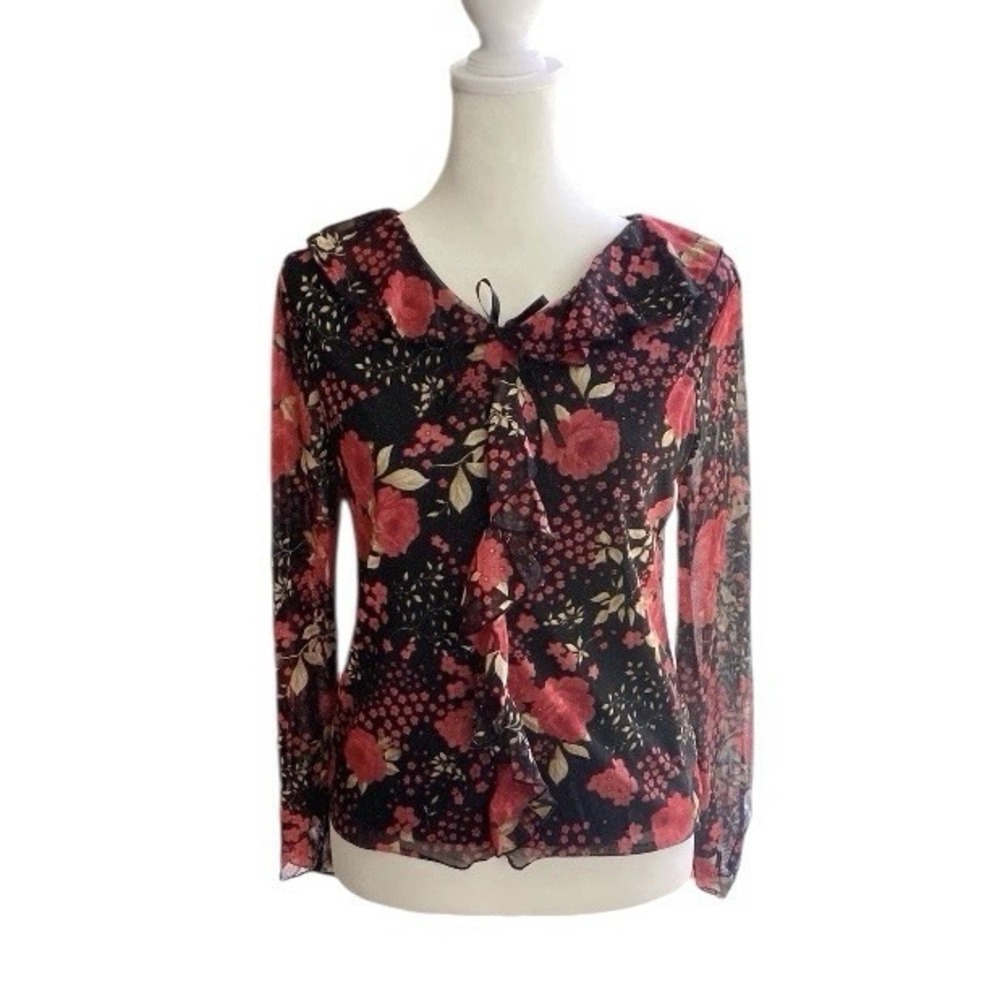 Vintage Great Escape Y2K Floral Ruffle Top Blouse Fairycore Romantic‎ Feminine